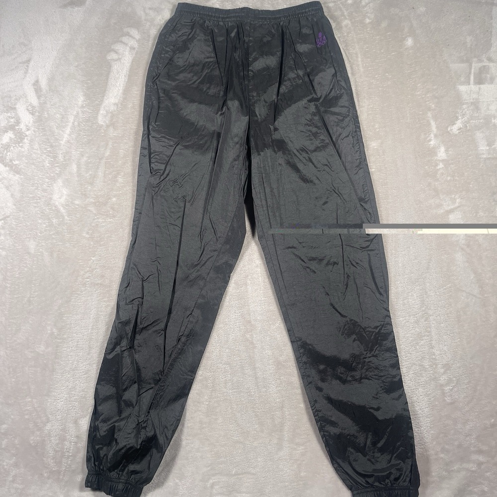 USA Olympic JCPenny Vintage 1990s Mens Small  Black Nylon Wind Pants Joggers